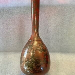 Vintage Takaoka Japanese Copper Bronze Bud Vase Murashido Long Neck